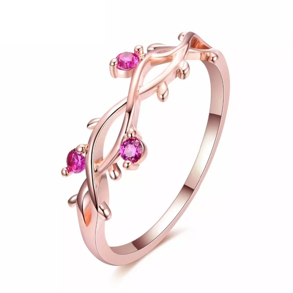 18k Rose Gold Ruby Twist Vine Cocktail Ring - Picture 5 of 6